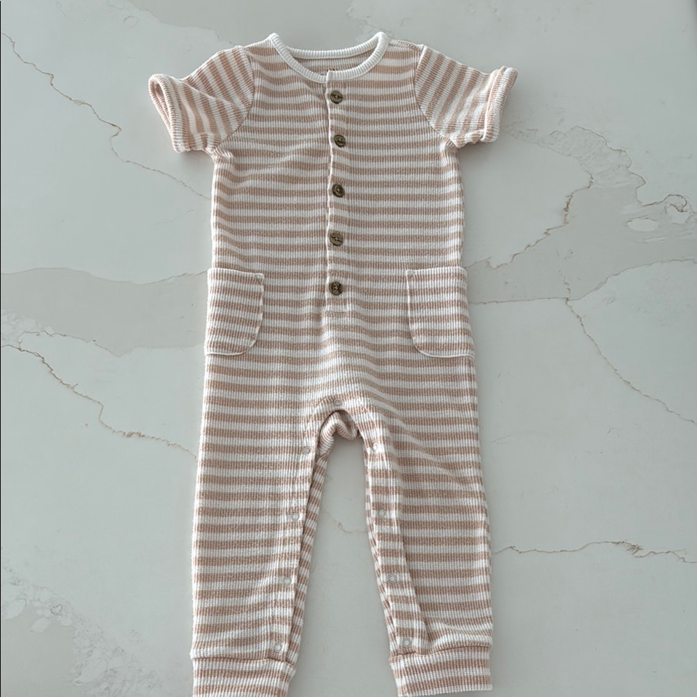 Striped Beige Baby Romper